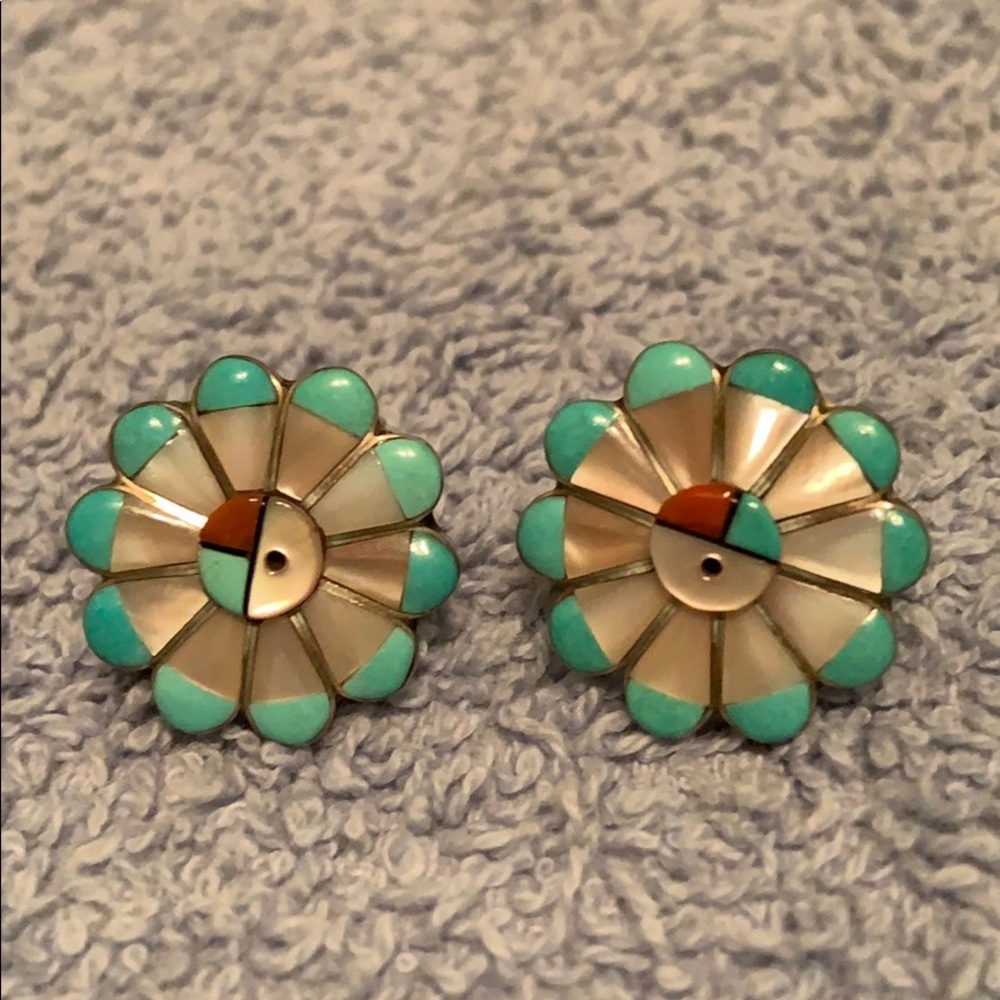 Native American sterling silver earrings Zuni